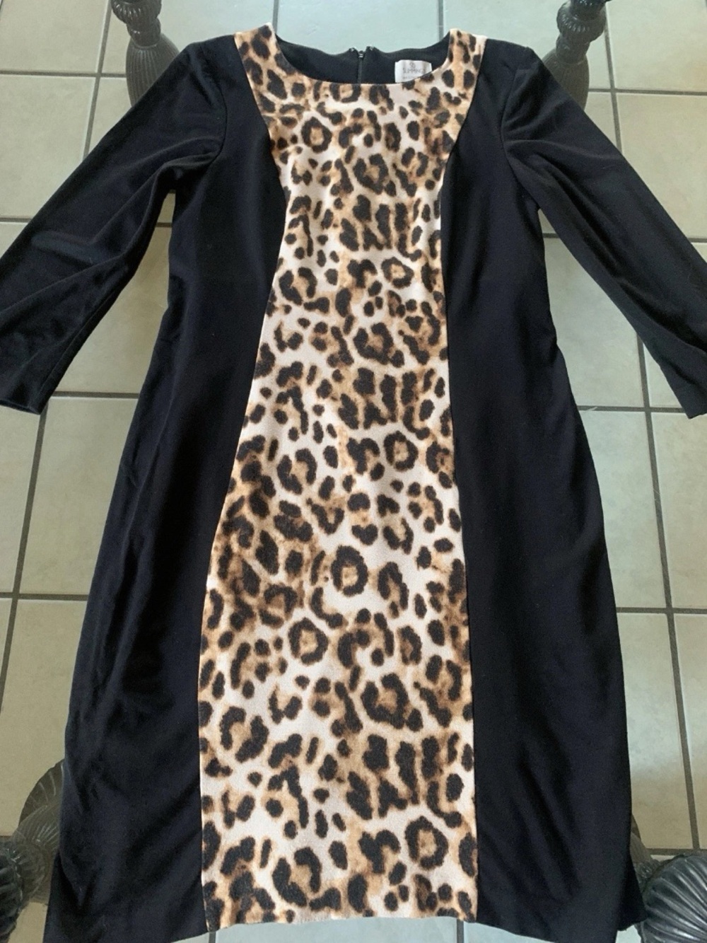 Chico's Figure Hugging Long Sleeve Dress with Leopard Print